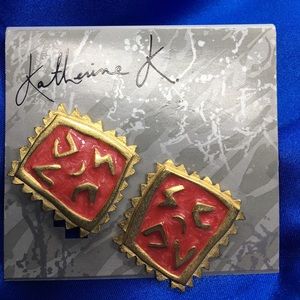 Katherine k Gold & Red toned earrings